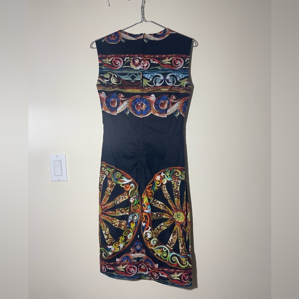 Dolce & Gabbana Black Multicolor Midi Dress printed - Picture 6 of 10